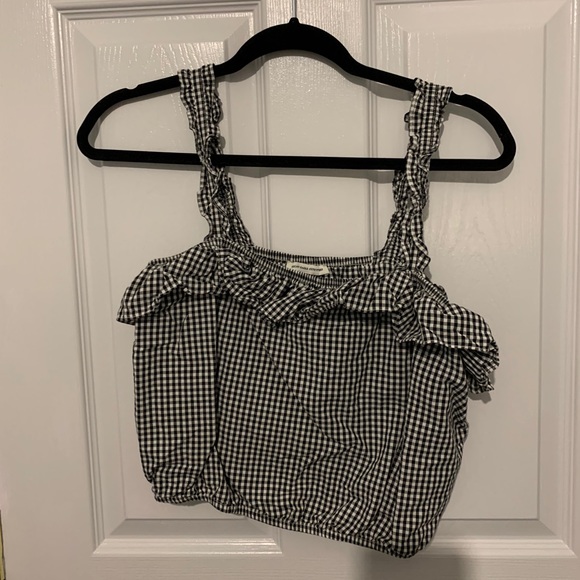 AE Ruffle Gingham Crop Tank Top - Picture 2 of 4